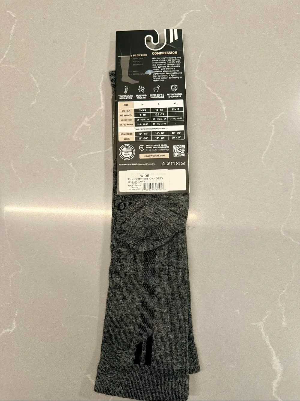 Hollow Performance Alpaca Compression Socks - Gray - Men